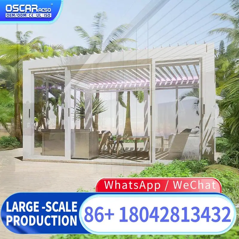 2025 Smart Motorized Louvered Sun Shade Roof 3x4 Aluminum Structure for Garden Balcony Patio in Backyard Terrace  pergola