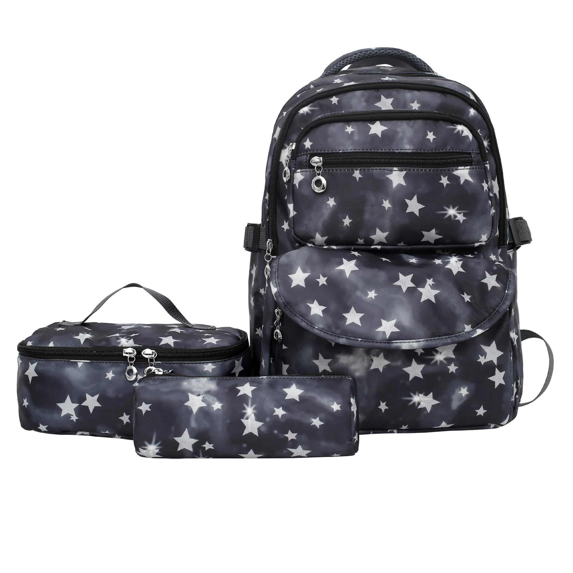 Star Prints Student Backpack 3Pcs Sets Kids Bookbag Primary School Daypack Students School Bag for Teens Girls Travel Knapsack