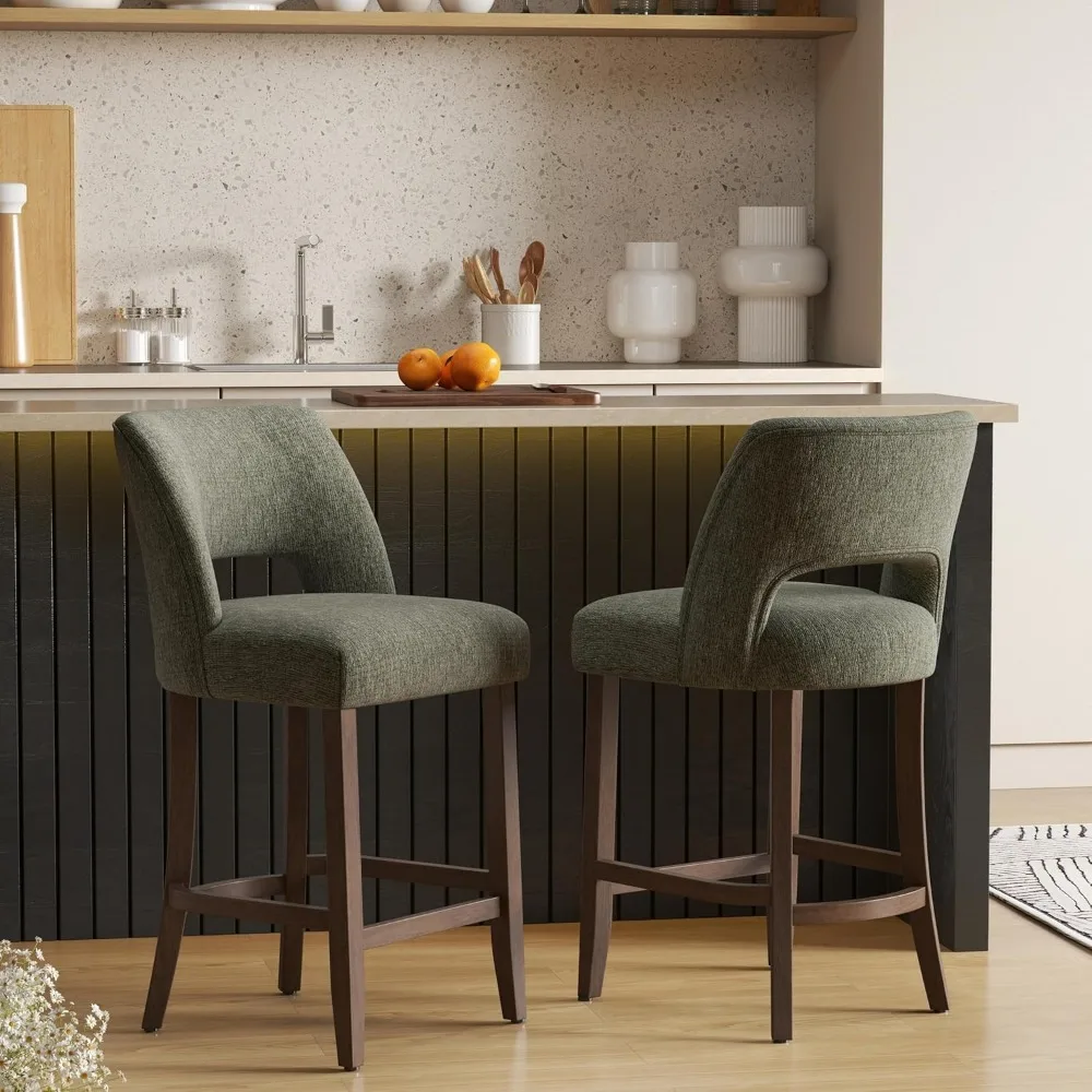 

Bar Stools Set of 2,Upholstered Counter Height Bar Stools,Modern Counter Stools with Wood Legs for Kitchen Island Dining Room B
