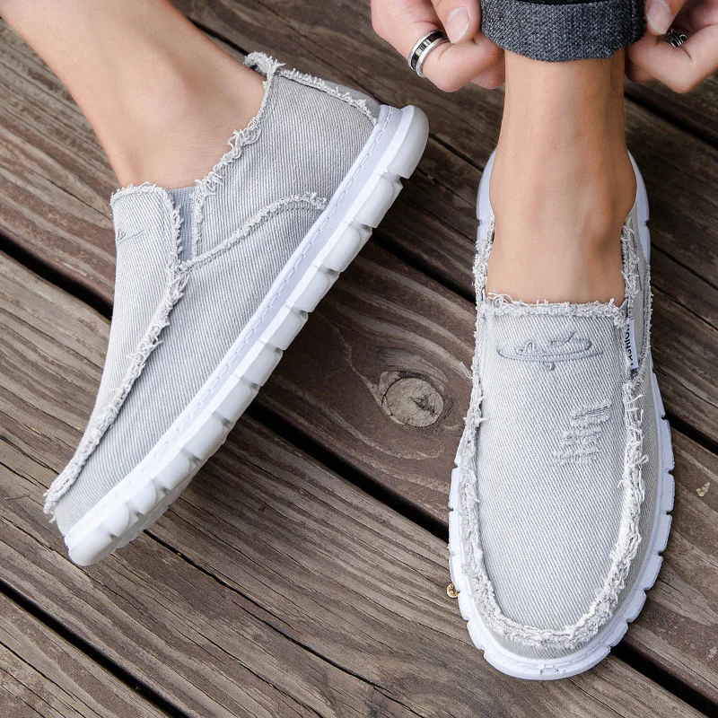 Sapatos de lona masculinos originais design de moda plana deslizamento em sapatos casuais respiráveis nova plataforma resistente mocassins zapatos hombre