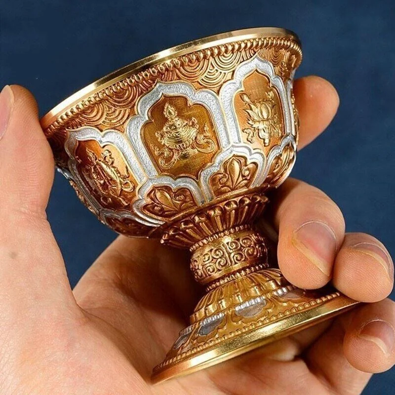 

1pc 7.2cm Buddhism Holy Water Cup Alloy Tibetan Buddha Bowl Decorative