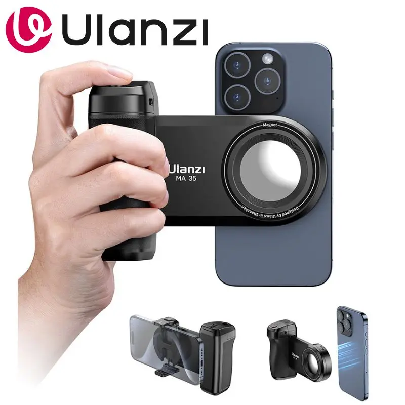 Ulanzi MA35 Phone Camera Grip Handle MagSafe Phone Clamp 15M Bluetooth Remote For iPhone 15/14/13 Vlog Selfie Live Stream