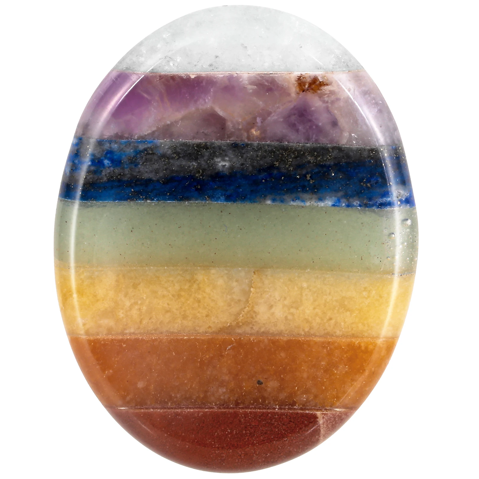 

TUMBEELLUWA 7 Chakra Thumb Worry Stone Oval Shape Polished Pocket Palm Stone For Anxiety Crystal Healing Reiki Balancing