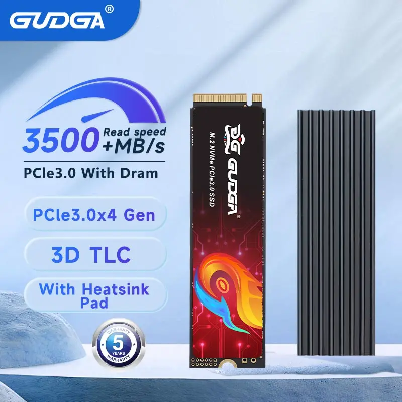 

GUDGA SSD With Dram Cache M2 1TB 512GB 256GB M.2 2280 Internal Solid State Drive PCIe 3.0 ×4 3500mb/s Hard Disk TLC for Laptop