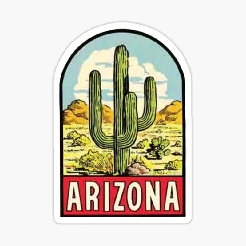 

Arizona Vintage Travel Decal Sticker for Laptop Decor Bedroom Car Cute Cartoon Art Fashionable Public Suitcase