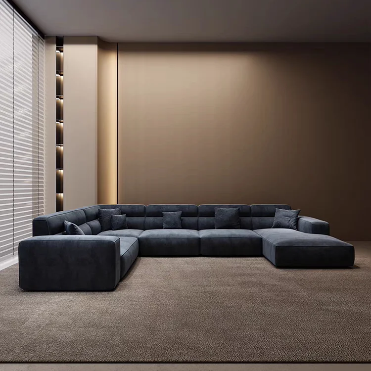 High backrest matte cloth sofa cream wind horizontal hall sofa minimalist combination corner model