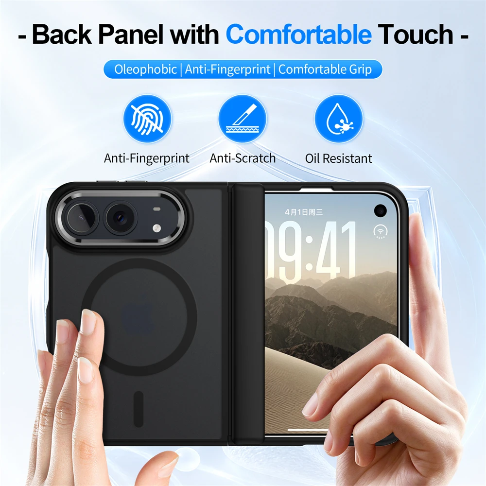 Luxury Matte Magnetic Charge Phone Case For iPhone Duo For Magsafe Skin Feel Translucent Shockproof Fold Cover Funda