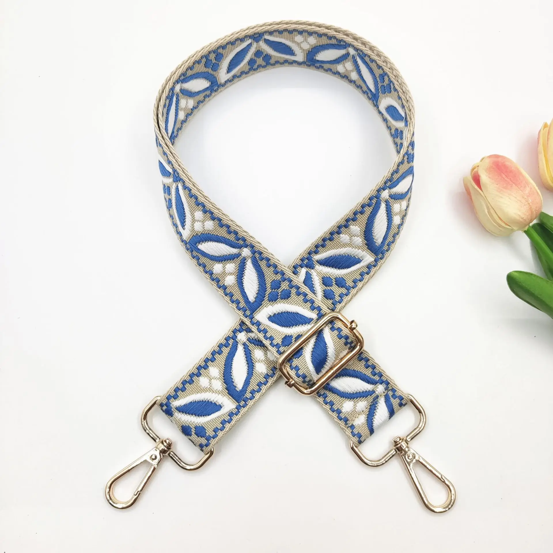 1 Piece 1.50inch Wide Adjustable Handbag Purse Strap Replacement Crossbody Shoulder Strap Magnolia Pattern Jacquarded Strap