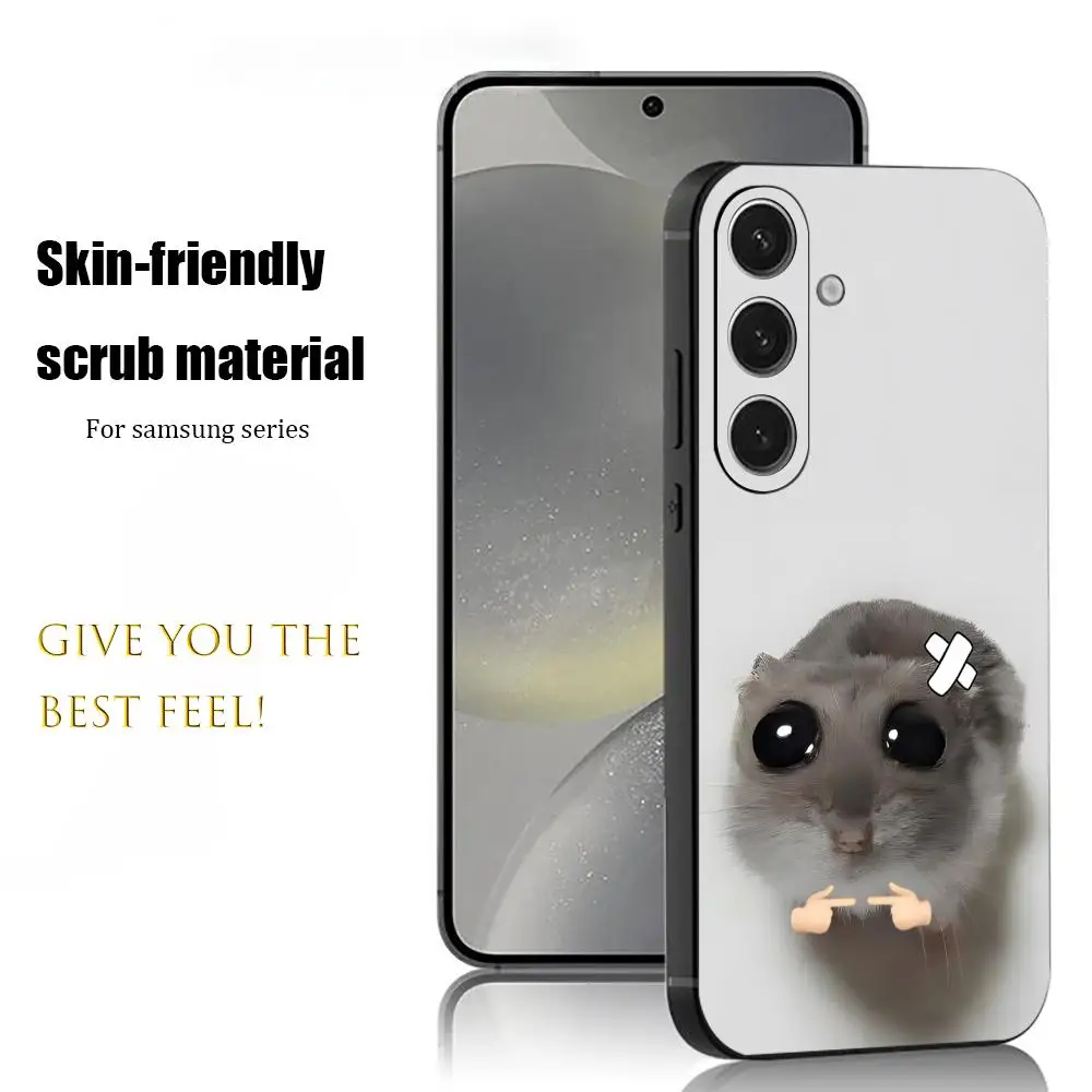 Funny Sad Hamster Popular Phone Case For Samsung Galaxy S26 S25 S24 S23 S22 S21 Plus Ultra Note20 Soft Black