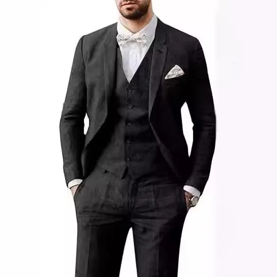 Men Suits Single Breasted Blazers Vest Blazer Sleeveless Party Business Ankle Length Straight Pants Pockets Zipper Fly 2025