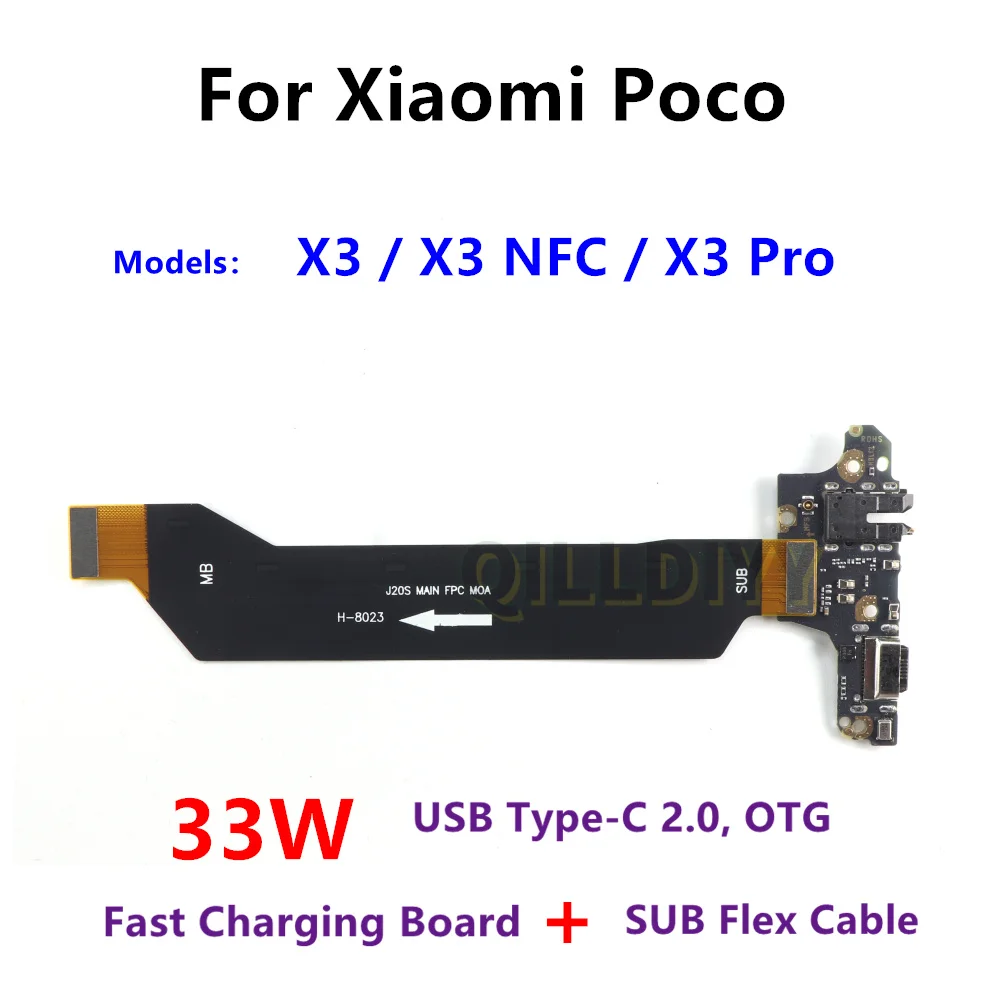 

USB Board Charger Dock Charging Port Connector For Xiaomi Poco X3 NFC Pro Mainboard Main Board Motherboard SUB Flex Cable X3PRO