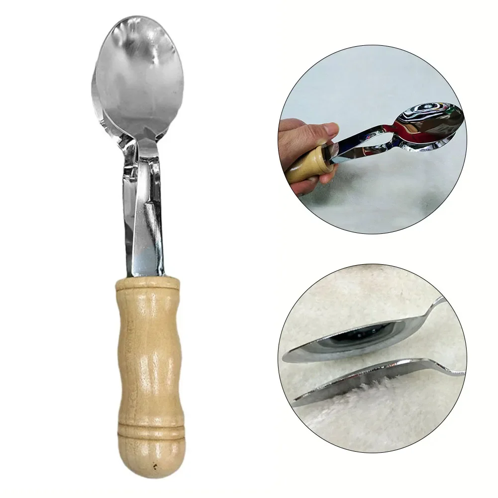 1pc Spoon Castanets 8 Inch For Silver And Wood Irish Musical Spoons Wooden Handle Percussion Instrument Musical Performance