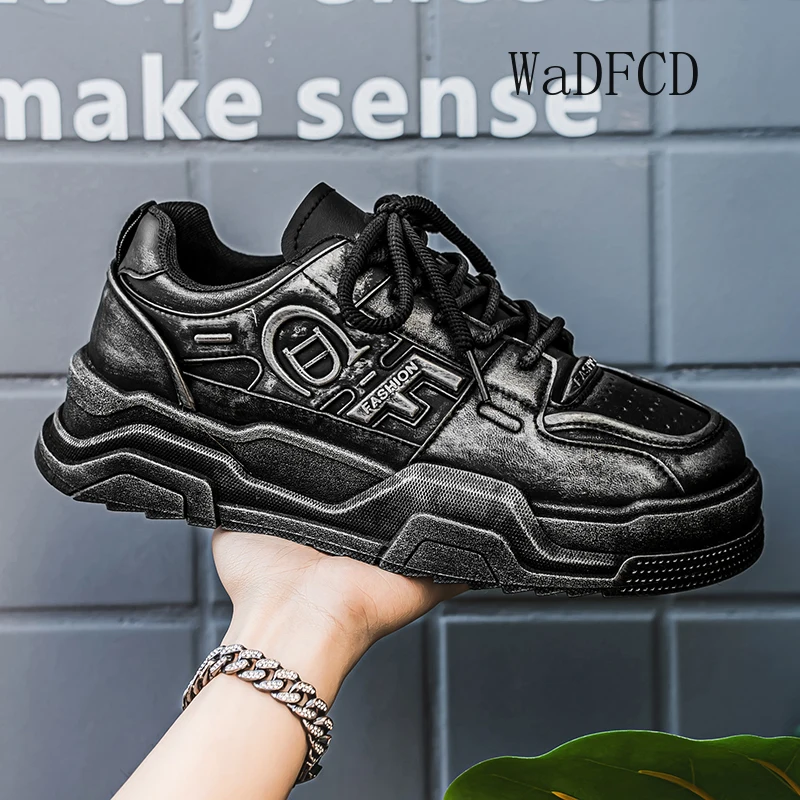 

Кроссовки, повседневные мужские дизайнерские туфли в стиле ретро, модные туфли из микрофибры на плоской платформе с увеличенной высотой верху