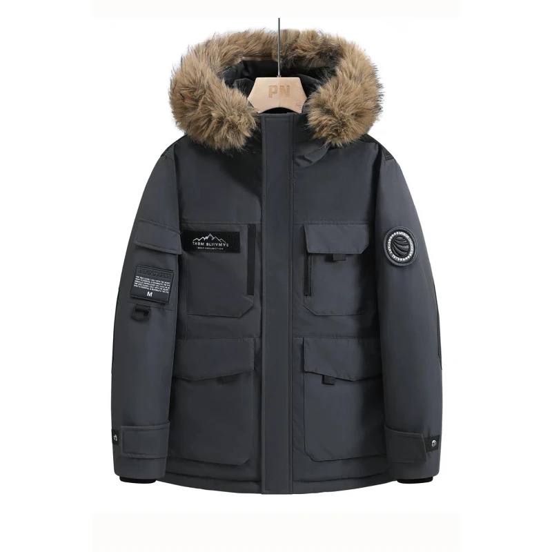 New Winter Down Jackets for Men Hoods and Fur Collars New High-quality Waterproof Windproof Down Coat for Men Women Warm Parkas