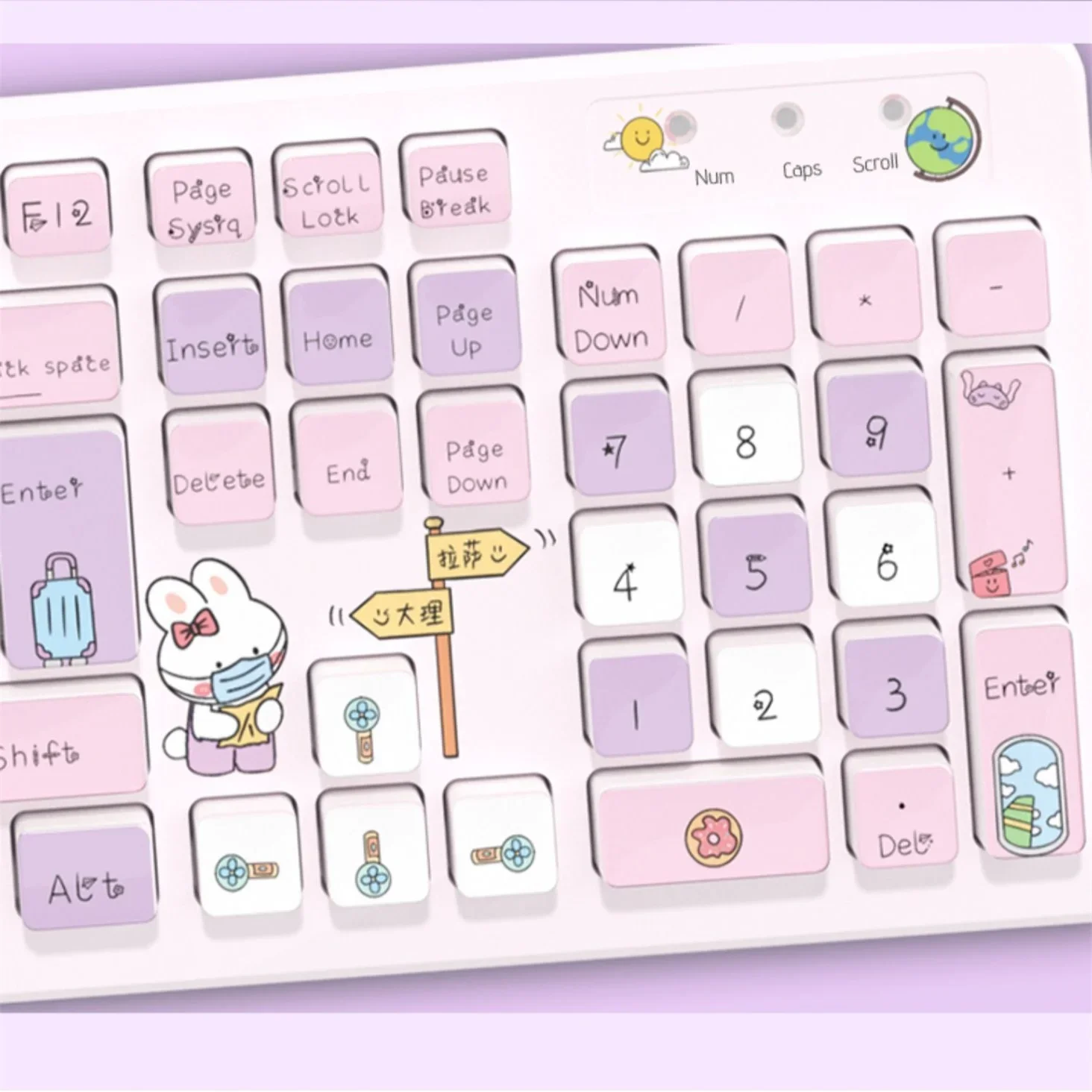 Imagem -02 - Coelho Rosa Teclado sem Fio Gaming Mudo Rosa Bonito dos Desenhos Animados Menina Laptop pc Computador Kawaii 104 Chaves 2.4g