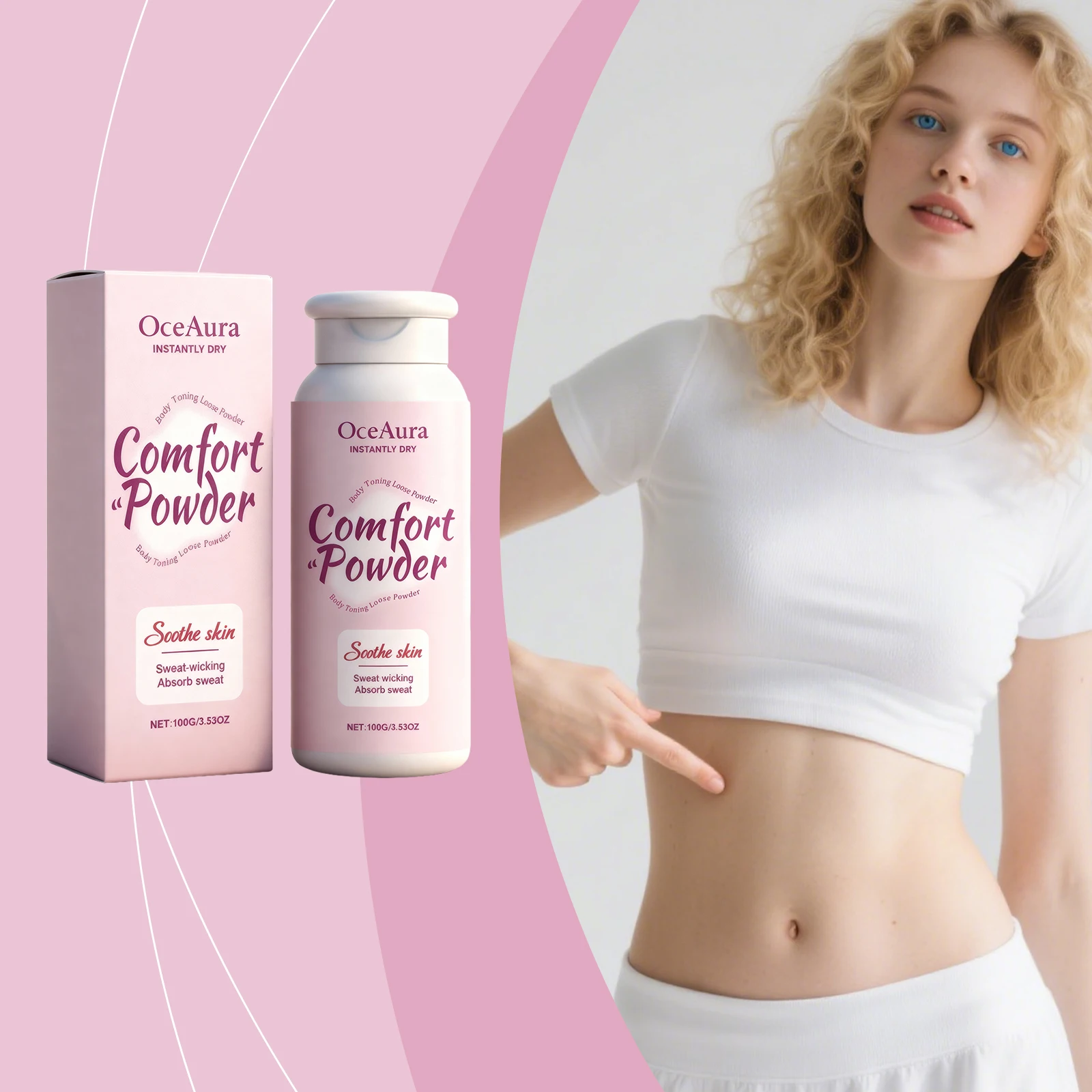 OceAura 100g Skin Care Powder Refreshing Body Powder Non Sticky For After Sport And Outdoor Activity Daily Use