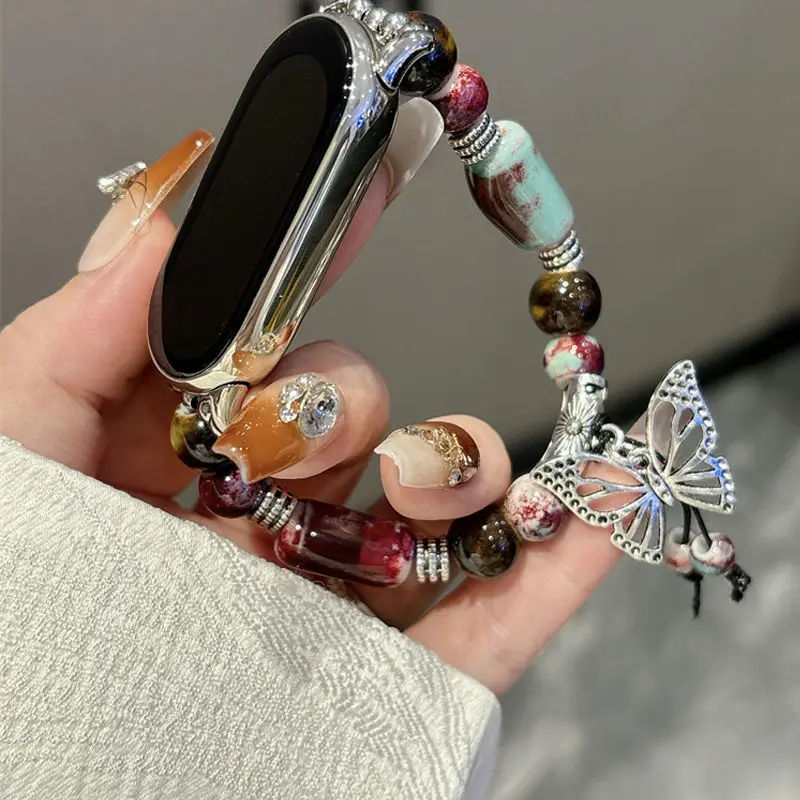 

High end delicate bead butterfly suitable for Xiaomi Band 9pro strap, Redmi Watch 5 handmade strap