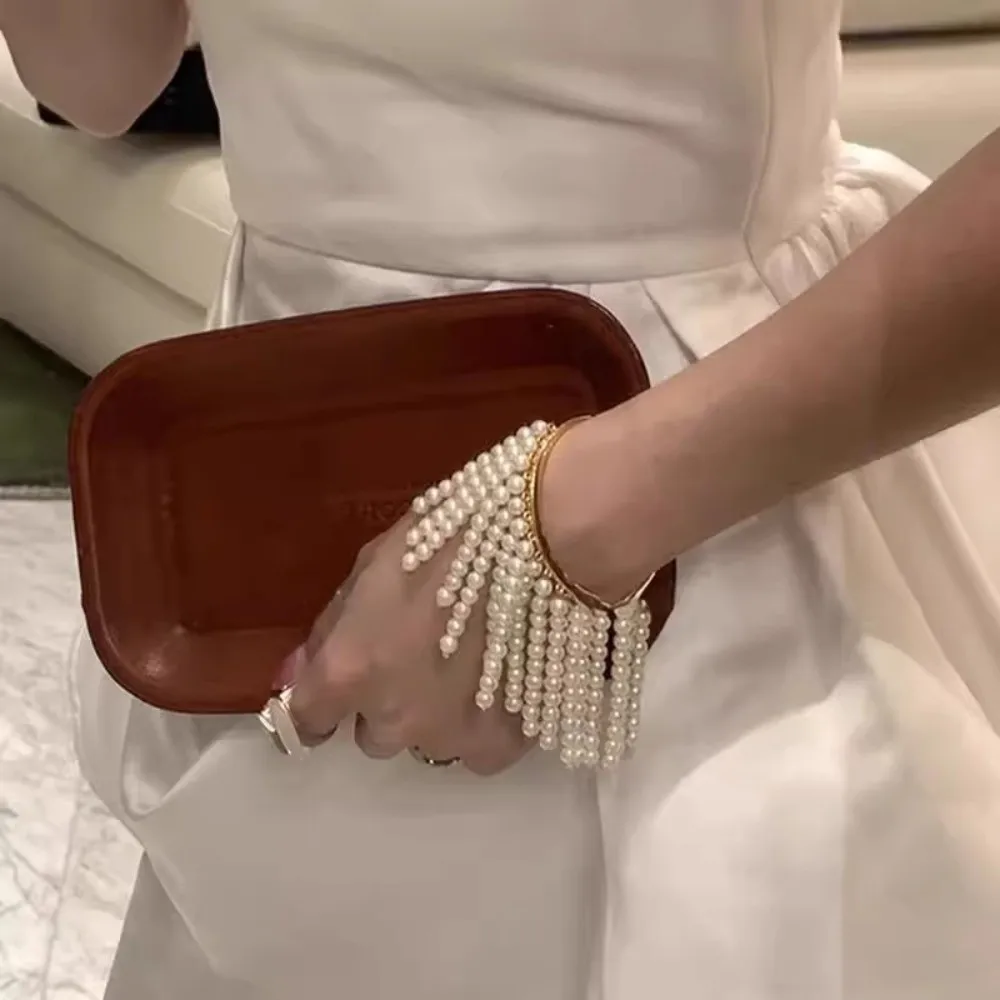 

Jewelry Adjustable Pearl Tassels Armband Exquisite Alloy Fringe Arm Cuff Bangle Armlet Body Chain Open Upper Arm Chain Party