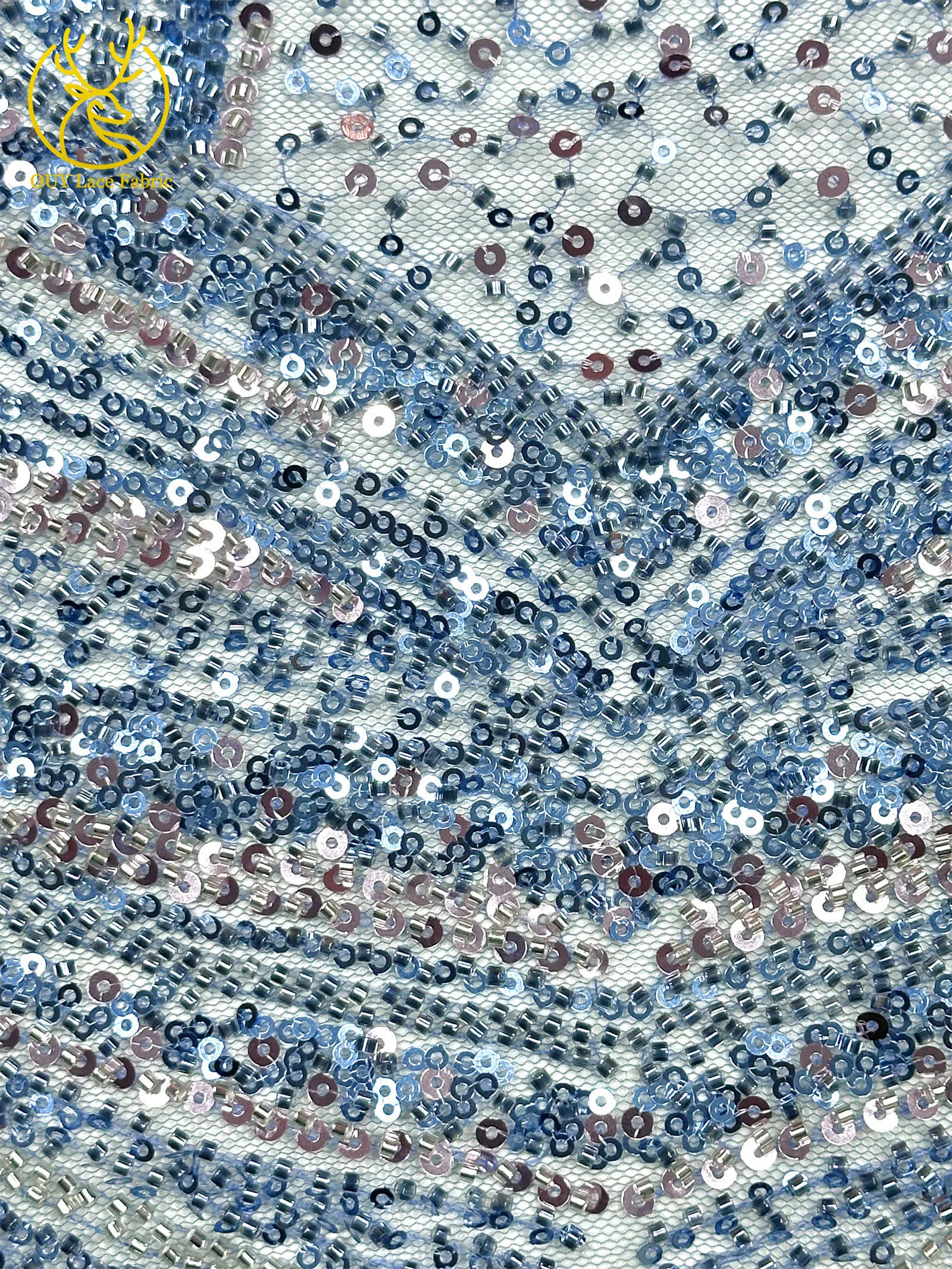 2026 Neues Design Luxuriöser Afrikanischer Perlen-Spitzenstoff 5 Yards Afrikanischer Pailletten-Spitzenstoff für Hochzeitskleider und Partykleider Nähmaterial – Detail 9