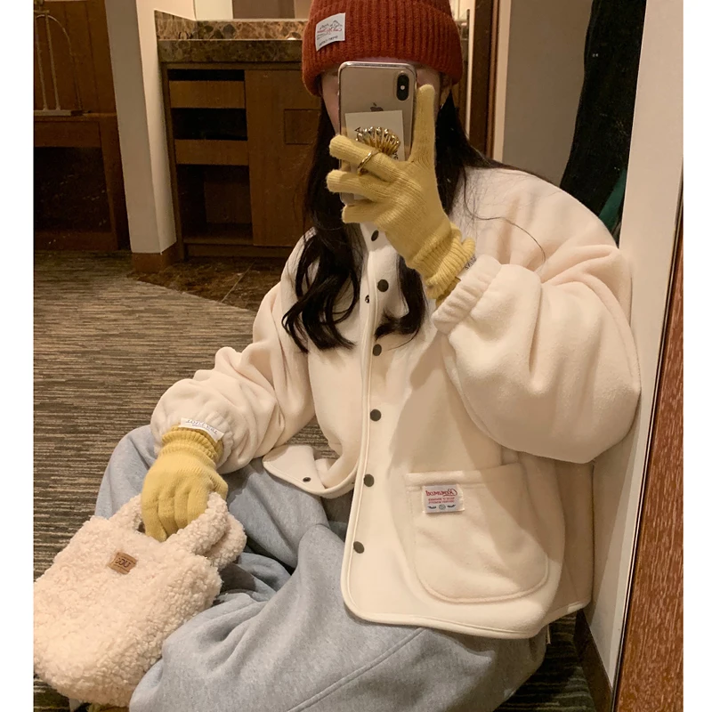 両面使用可能 カジュアル 多用途 韓国風 スタイリッシュ レディース コットンコート ハイカラー 肩挿し シングルボタン