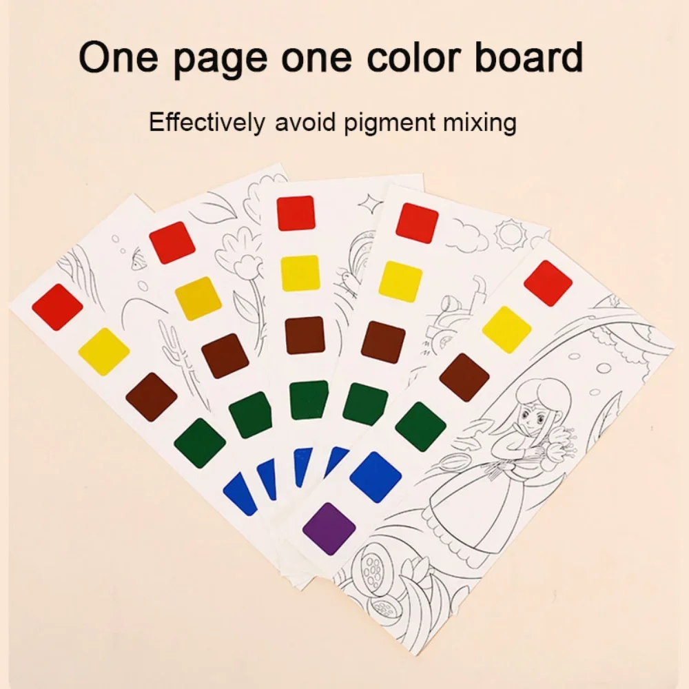 New Portable Children Watercolor Painting Book 20 Sheets Gouache Graffiti Picture 1 Pen Coloring Water Drawing Books Set Kid Toy