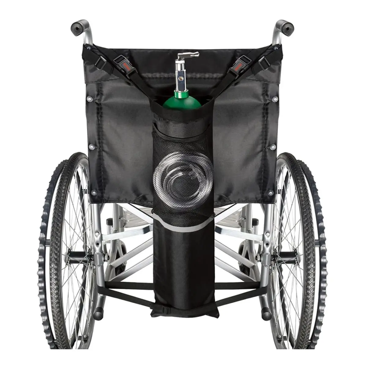 [NEW] Oxygen Tank Holder for Wheelchiars, Oxygen Cylinder Bag with Adjustable Zippers and Mesh Storage Pockets