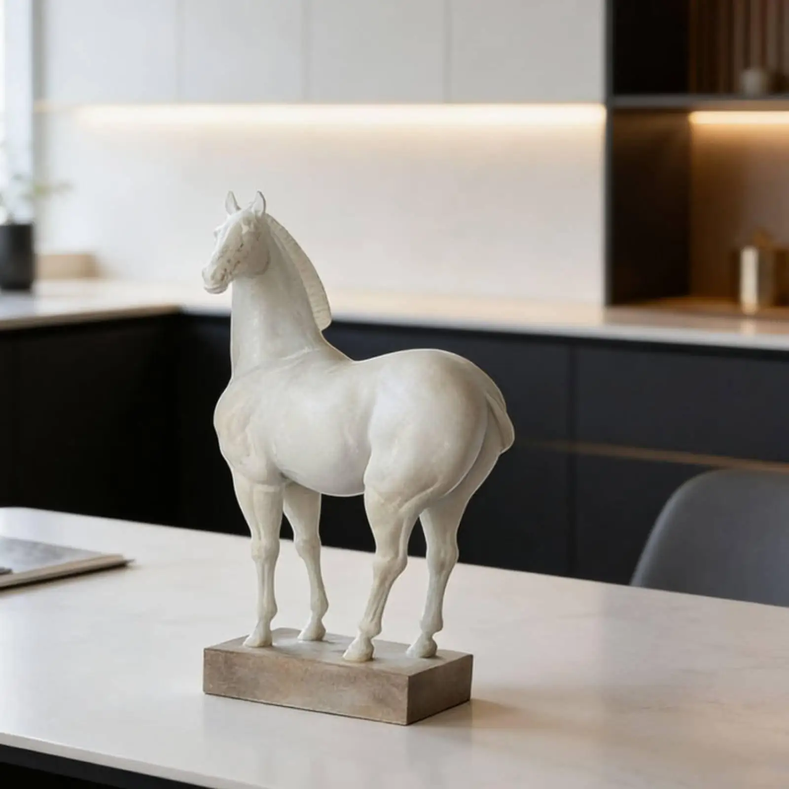 Pale Stallion Sculpture Modern Horse Tabletop Ornament Gift Idea for Hotel Lobby