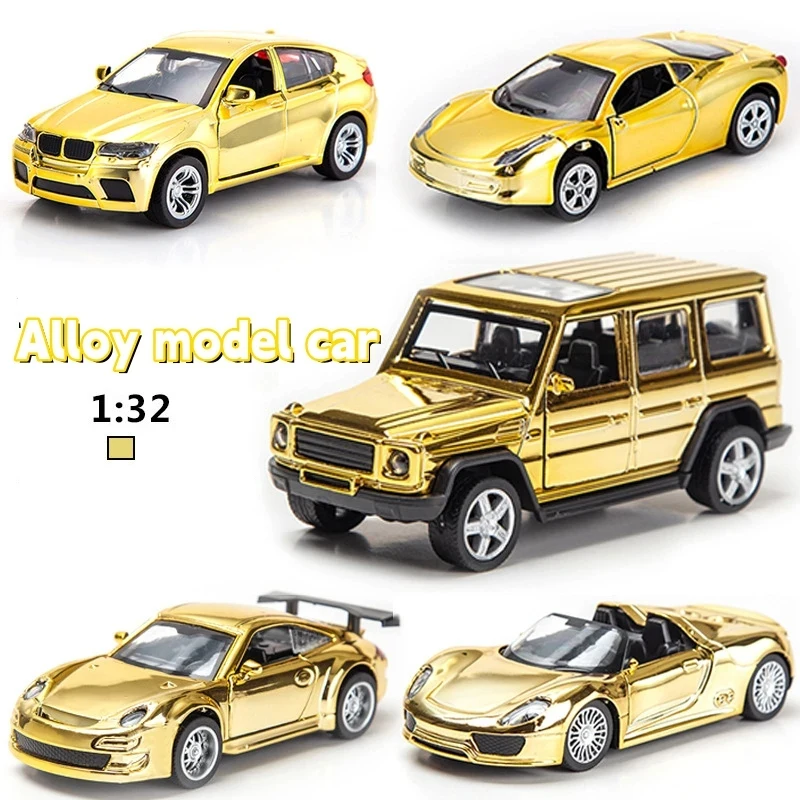 1:32 Alloy Model Car Rare Golden Color Supercar for Boys Door Opened Metal Car Kids Toys Christmas Present