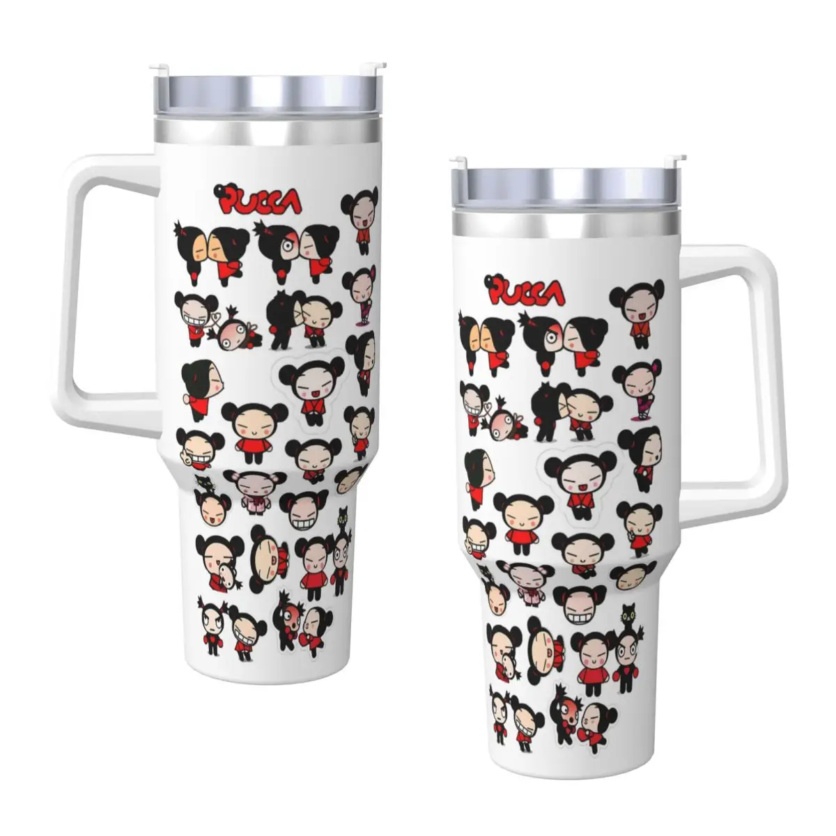 Pucca Garu Collage Stainless Steel Tumbler Travel Mugs Cup Large Thermal Cups Insulated Cold Drink Milk Tea Water Bottle