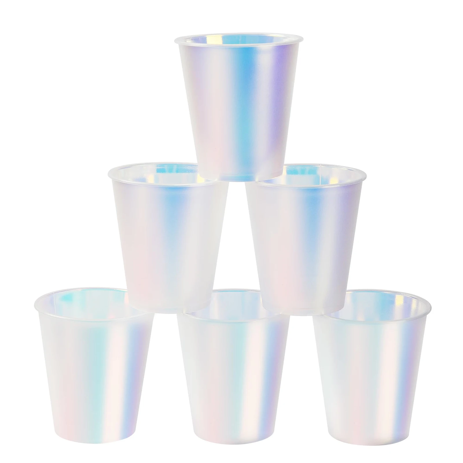 10pcs Iridescence Plastic Cups Disposable Glitter Party Cups Holographic Drinkware for Disco Birthday Wedding Bachelor Party