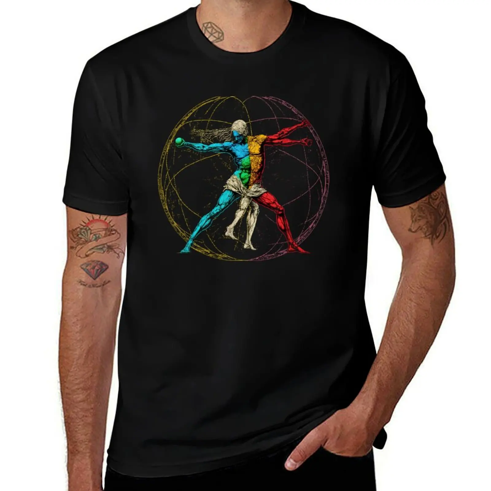 Vitruvian World - Anatomical Man, Vitruvian Anatomy, 3D Globe T-Shirt man clothes man t shirt cotton t shirt men