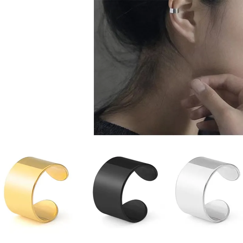 

Of Hollow Design Clip On Earrings Stainless Steel Jewelry Simple Punk Style Personality Female Ear Decor Body Jewelry