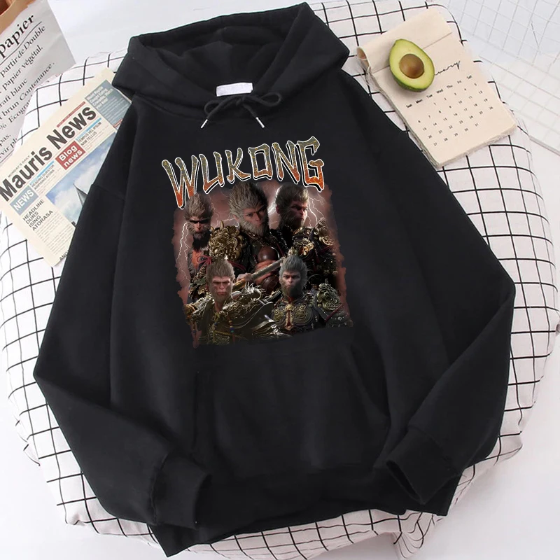 

Hot Game Black Myth: Monkey Printed Hoodie Men Women Autumn Winter Fleece Long Sleeves Pullover Round Neck Casual Hoodies