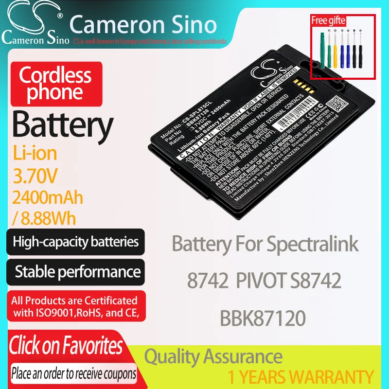 CameronSino Battery for Spectralink 8742 PIVOT S8742 fits Spectralink BBK87120 Cordless phone Battery,Landline battery 2400mAh