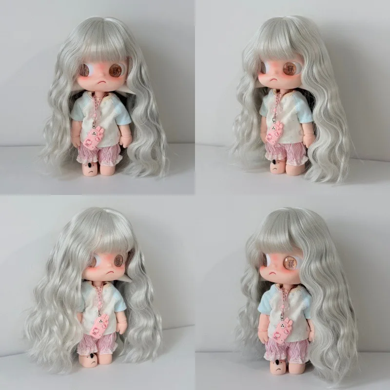 Zisga Gazi Sister Gingerbread Man Doll Wig Colorful Flat Bangs, Long Curly Hair 2D Doll Hair Dress Up Toy Wig Cover