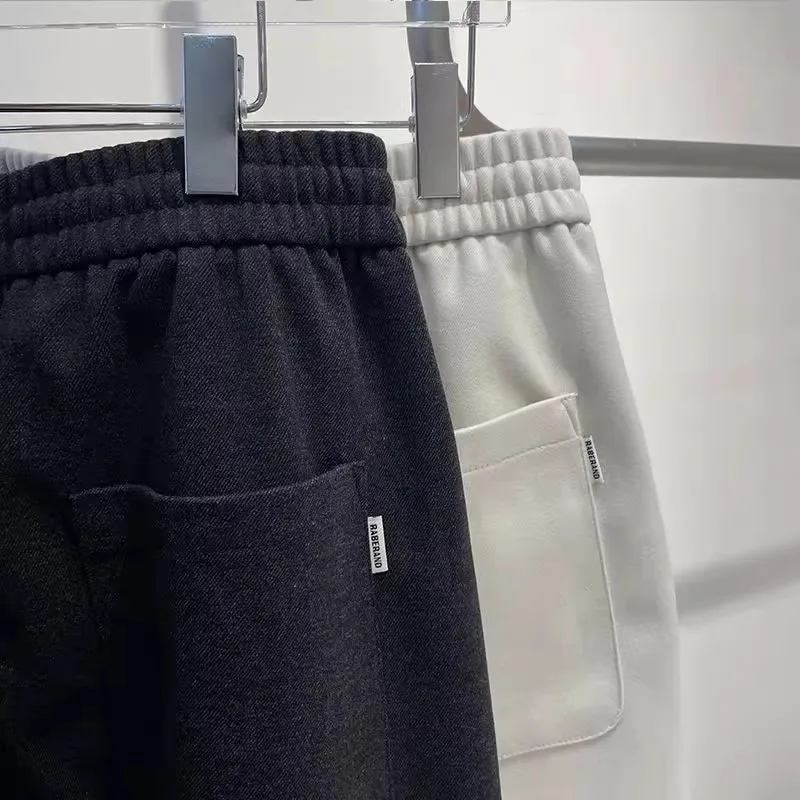 Bla مستقيم الساق السراويل عارضة زائد حجم للرجال فضفاضة مريحة واسعة الساق السراويل الخريف الشتاء زائد حجم السراويل التخسيس