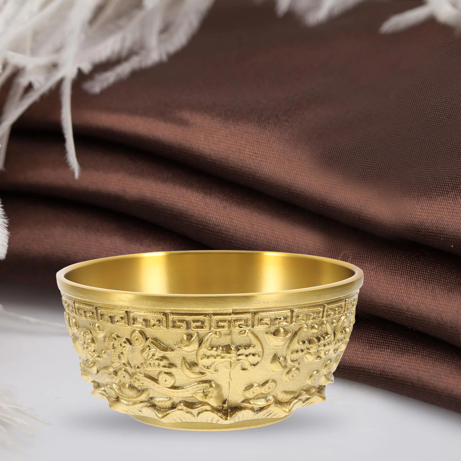 

1pc Copper Treasure Basin Prosperity Home Office Home Desktop Decoration Decor Money Bowl Chinese Bowl Storage