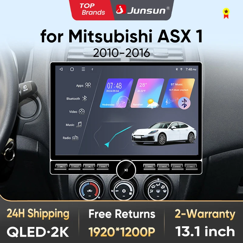 Junsun 13,1″ QLED Wireless CarPlay Android Auto Autoradio für Mitsubishi ASX 1 2010-2016 Intelligente Systeme DSP SWC RDS GPS FM