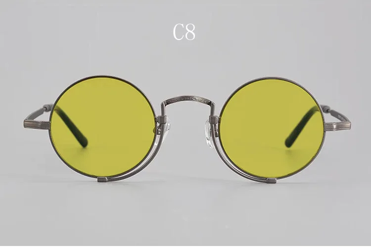 Vintage Puur Titanium Cirkelvormige Uv400 Gepolariseerde Zonnebril Met Prachtig Gesneden Patroon Frame, Anti Reflecterende 45Mm Bril