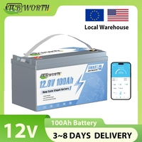 12V 100Ah LiFePO4 Lithium Battery With 100A BMS,Support Monitoring Battery via Phone Bluetooth,for Marine,Trolling Motor,RV