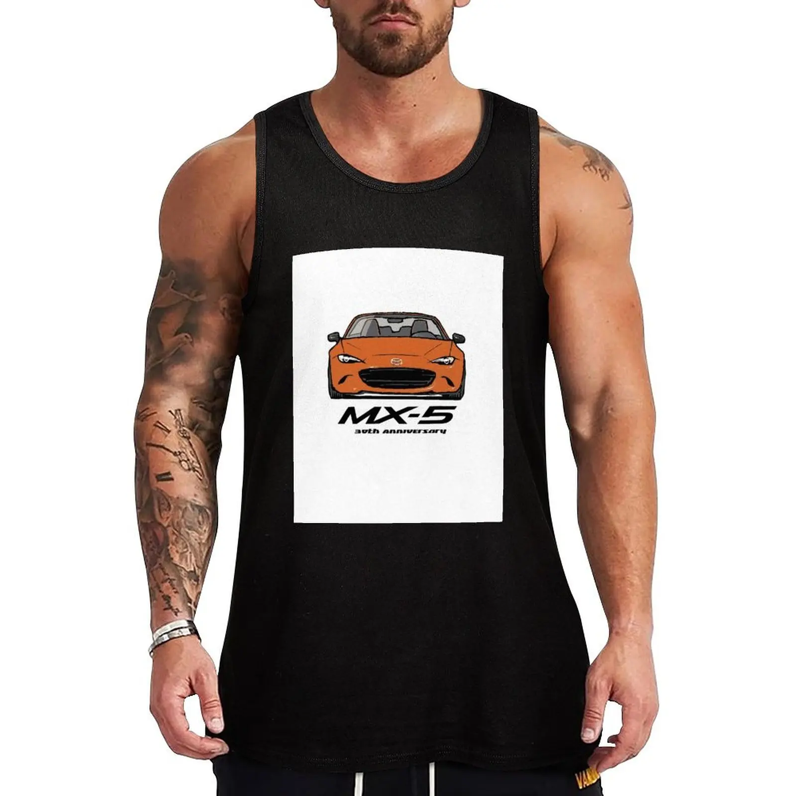 MX5 Miata 30th Anniversary Orange Tank Top Outdoor Work Tank Top Rugged Durable Sleeveless