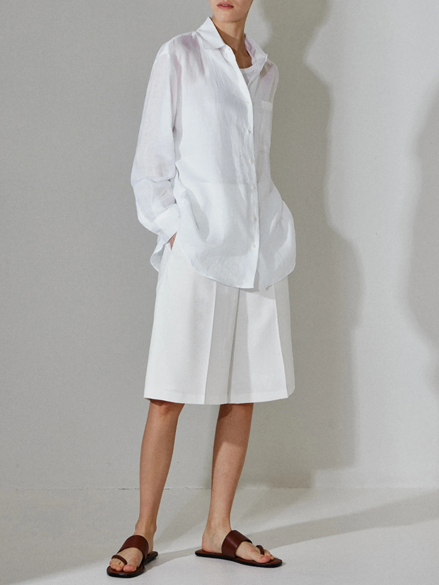 White High Waist Suit Pants Women's Summer Loose Commuter Casual Straight Leg Short Shorts Small Size Loose Commuter