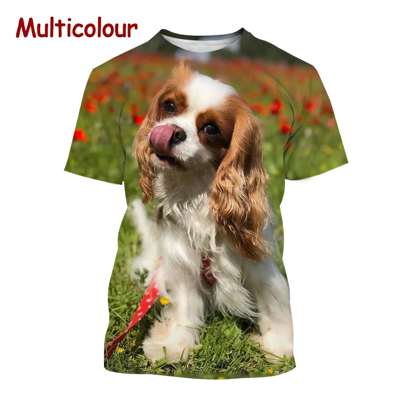 2022 3D Printed T-Shirt Beautiful Cavalier Dog New Fashion Men/Women's Hip Hop Casual Short Sleeve