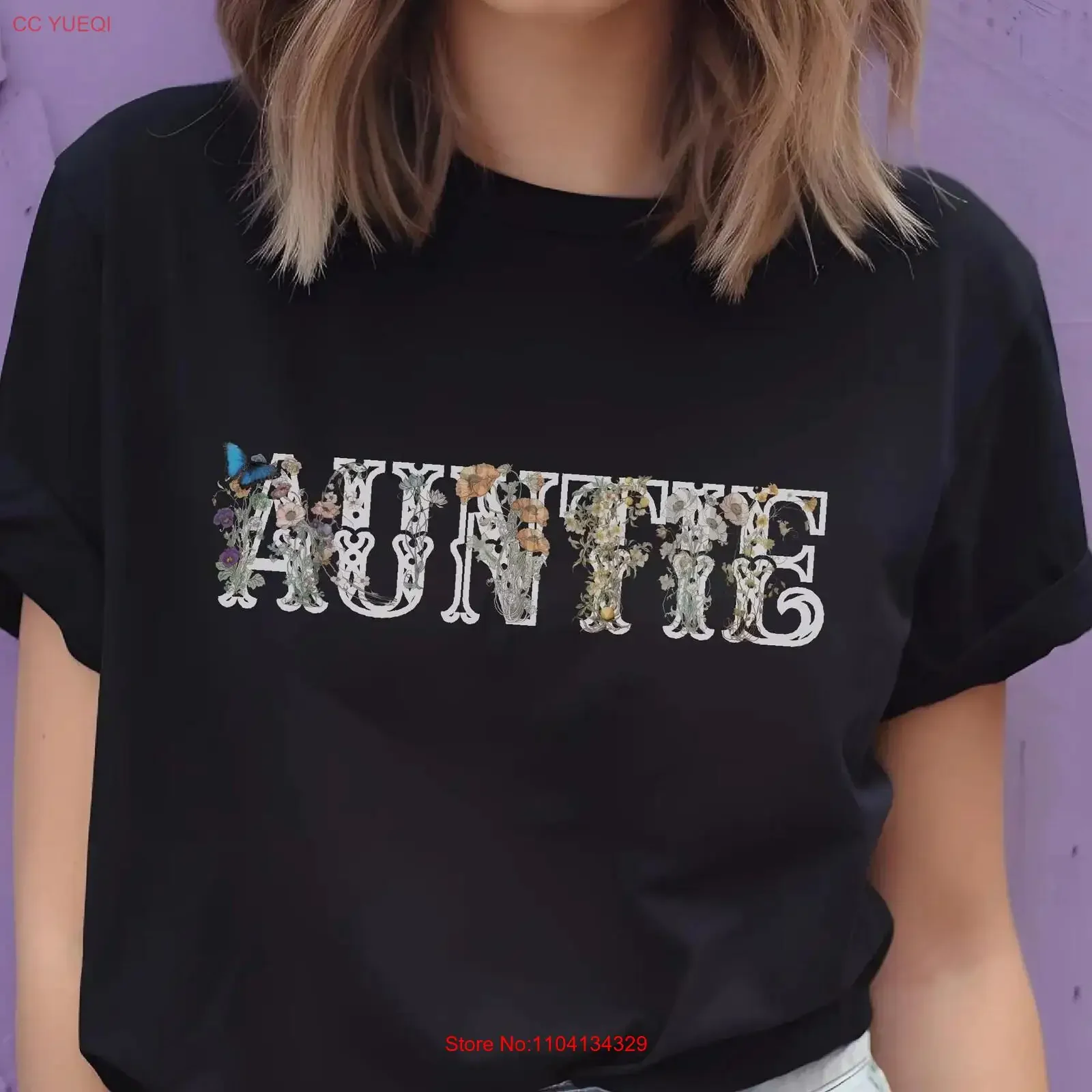 Floral Auntie T Shirt Wildflowers New Aunt Pregnancy Reveal to Cool daisy tee pr1131 vintage Washed Unisex Soft Slightly
