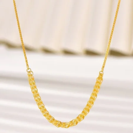 

18K gold necklace for women trendy jewelry wedding jewley au 750 necklaces 2 colors 45cm about 0.7g