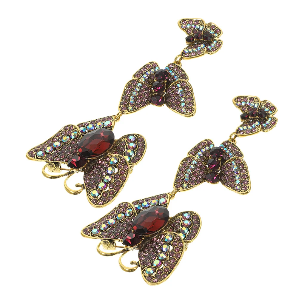 

2Pcs Butterfly Brooch Vintage Rhinestone Pin Party Brooch Prop Scarf Shawl Lapel Pin Brooches for Women Butterfly Brooches
