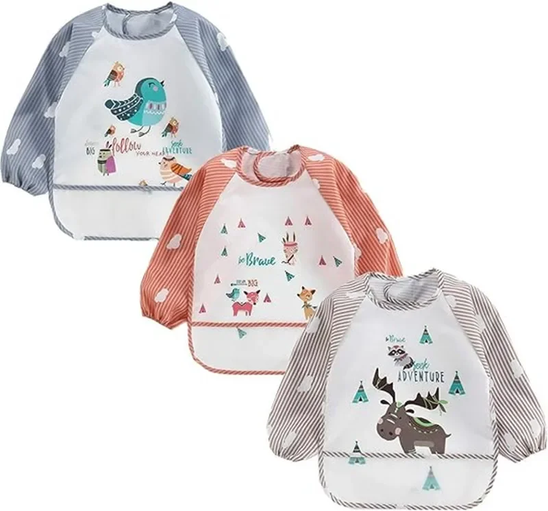 

Long Sleeve Baby Bibs, Waterproof Toddler Boys Girls Bibs, Baby Smock for Eating for Feeding Teething