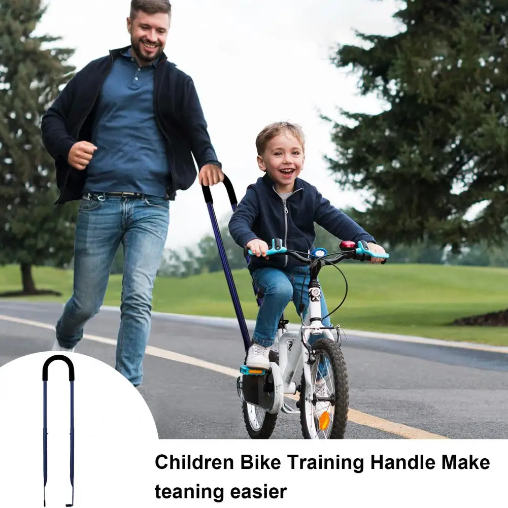 Kids Bike Safety Trainer Handle Non-slip Sponge Wrapped Heavy Duty Kids Cycling Learning Bike Balance Push Bar Bike Accessories