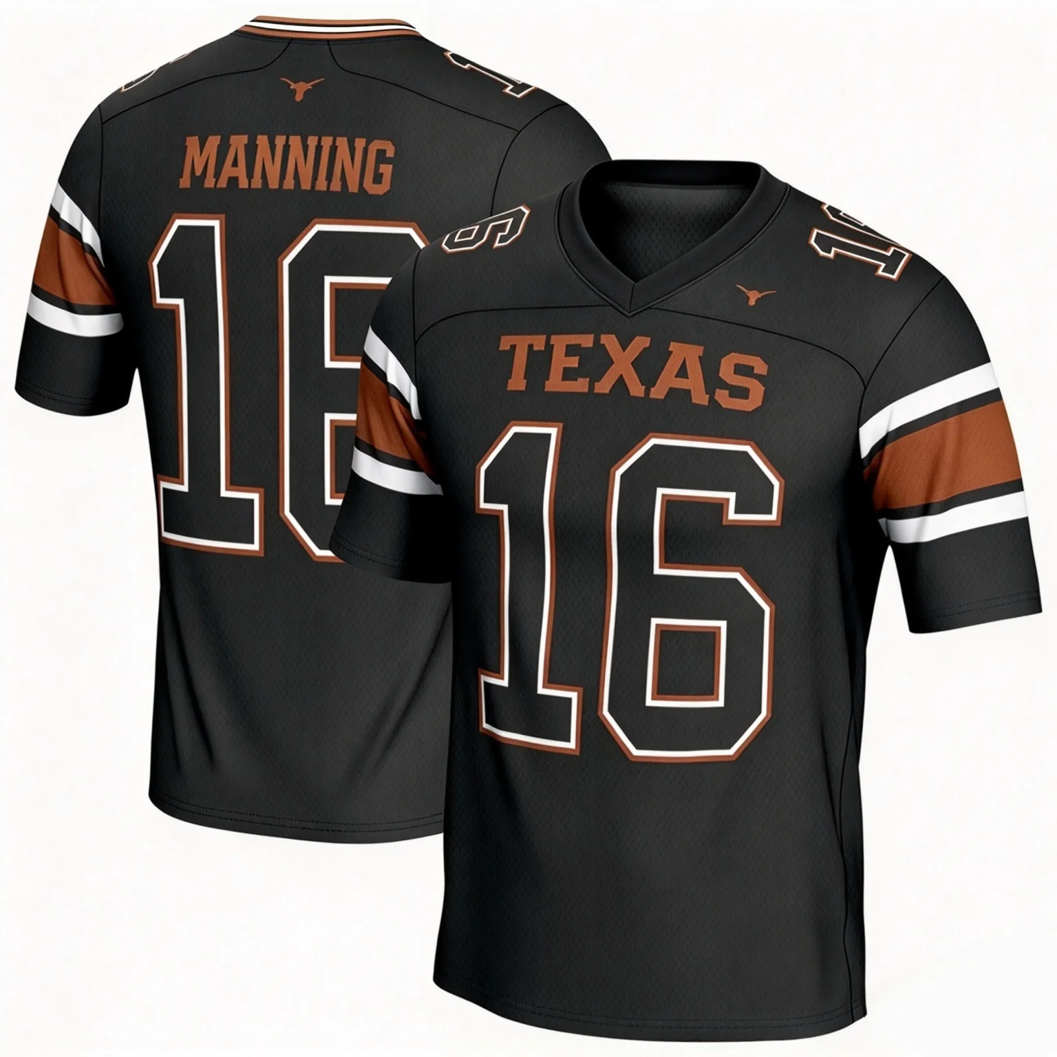 26-27Texas Longhorns 16 # Manning Unisex Rugby-Trikot, 3D-Druck Mesh Atmungsaktives Fußball-Trikot Herren Oversize Schnelltrocknendes Shirt – Detail 3