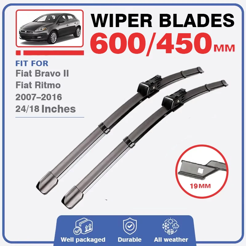 Car Wiper Blades For Fiat Bravo 2 II Fiat Ritmo 2007 - 2016 Front Rear Windshield Brushes Windscreen Window Cutter Accessories